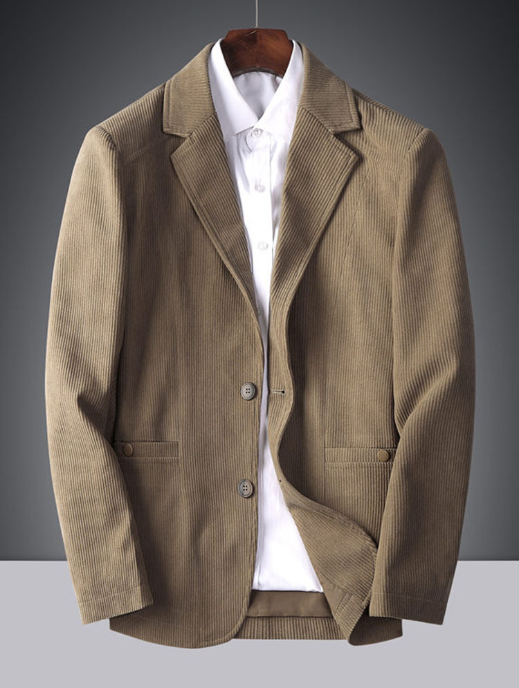 灯芯绒男士春季新款休闲千兮西装外套男装男修身韩版潮流复古男士休闲