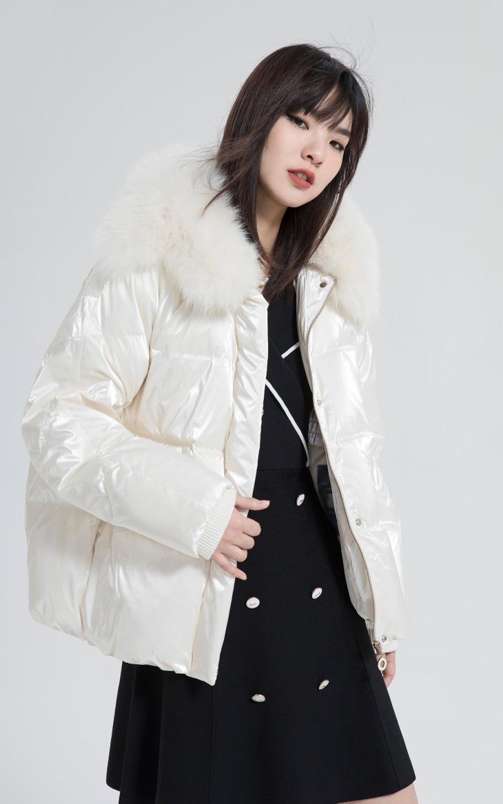 女装 羽绒服 only only冬季新款短款狐狸毛领宽松外套保暖羽绒服女