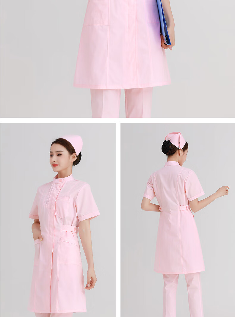 白大褂护士服女长款白长袖上衣尖立领分体套装秋季工作左偏捏折定制款