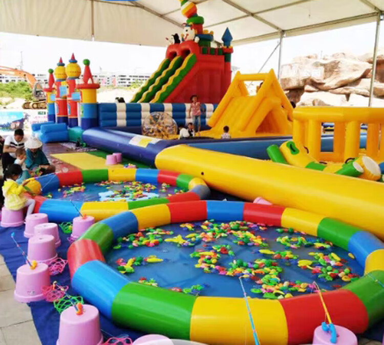 儿童捞鱼池加厚儿童充气钓鱼池捞鱼池定制圆形钓金鱼水池玩沙池广场