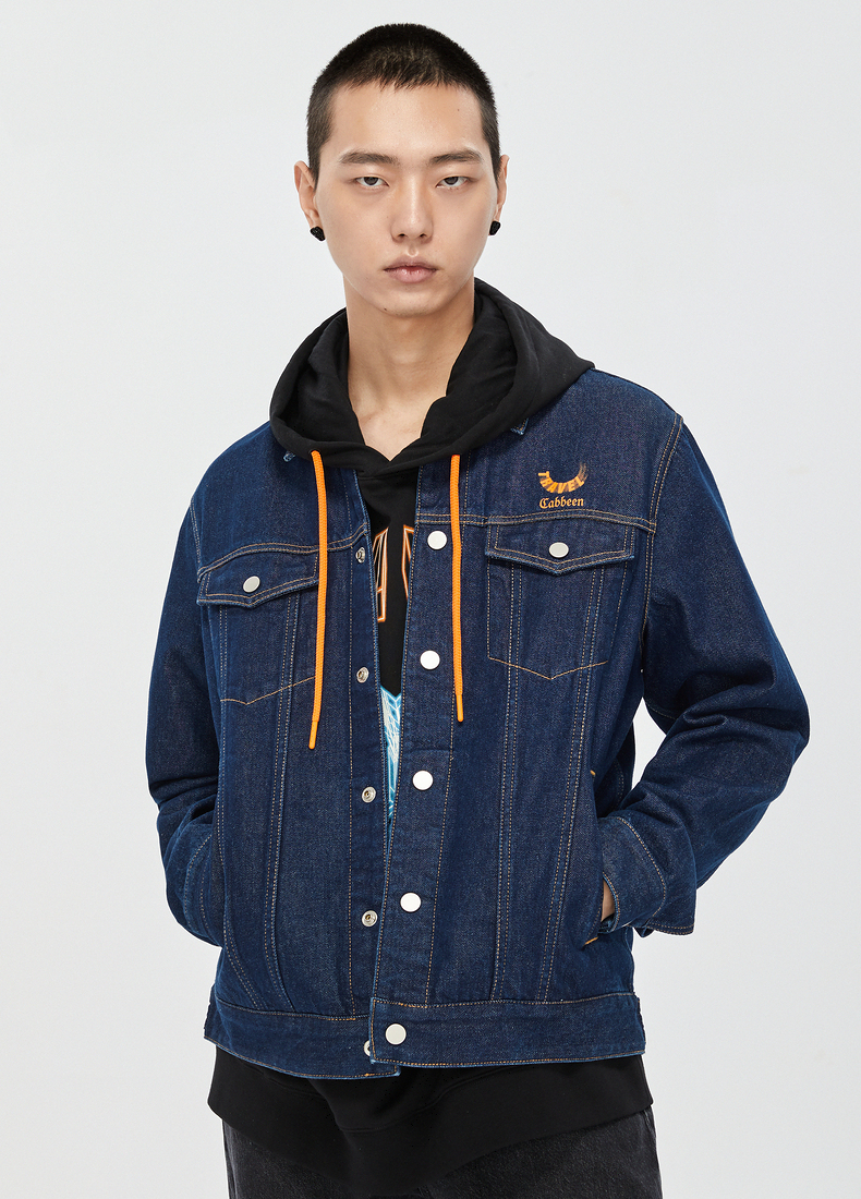 商场同款卡宾男装休闲蓝色牛仔夹克外套3211115018潮流炫彩印花a 深