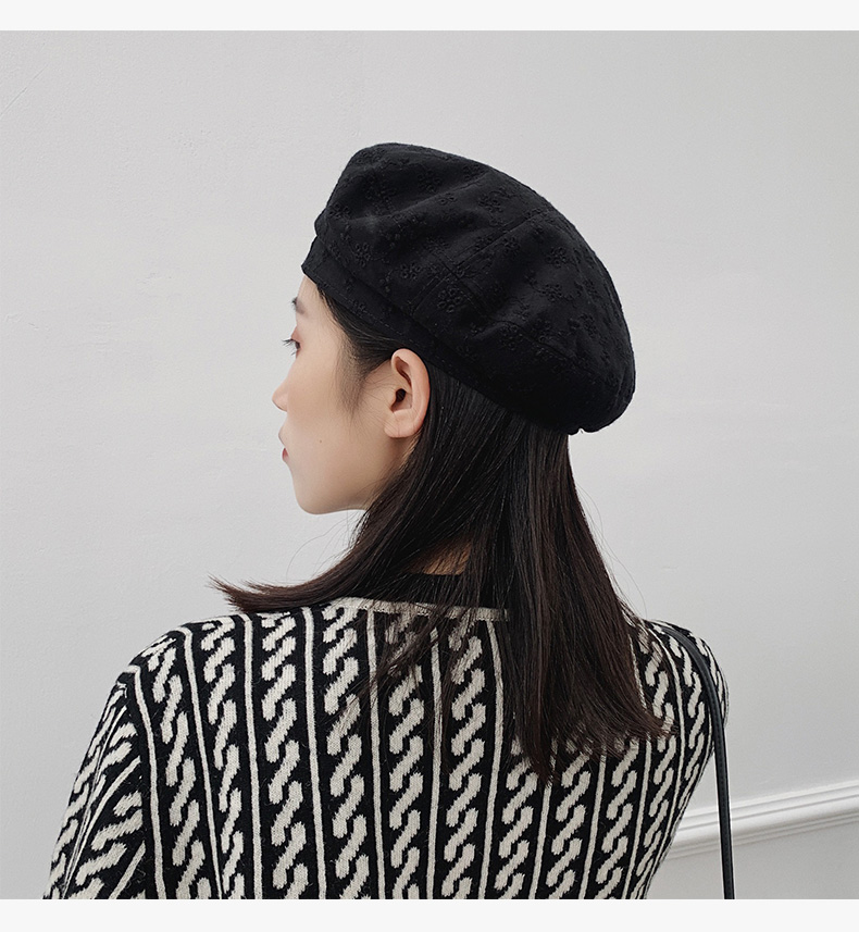 rogosky 专柜潮牌蕾丝贝雷帽女春夏秋季薄款韩版时尚百搭画家帽子轻奢