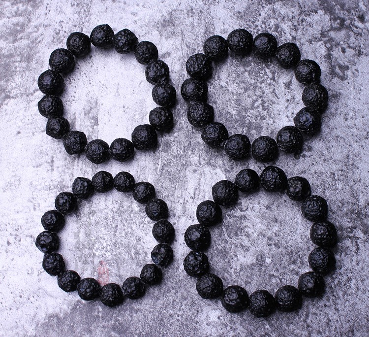 牧思 天然雷公墨陨石手串 陨星原石手链男女款 黑陨矿物能量石消忧郁