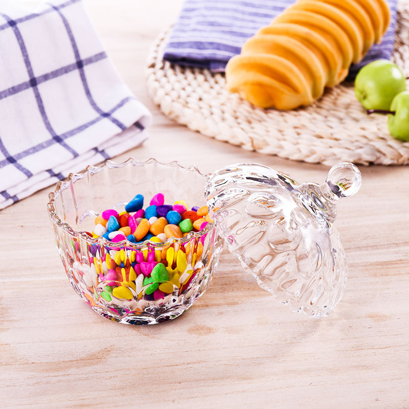 水晶玻璃糖罐水果罐收纳罐储物罐方糖罐彩色糖果罐干果罐 小苹果