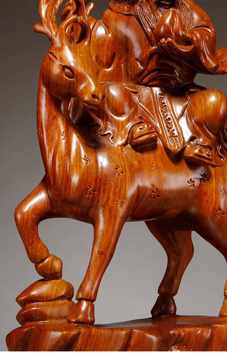 洁莱琳花梨木雕寿星公寿仙翁红木老寿星摆件寿仙生日祝寿家居工艺品