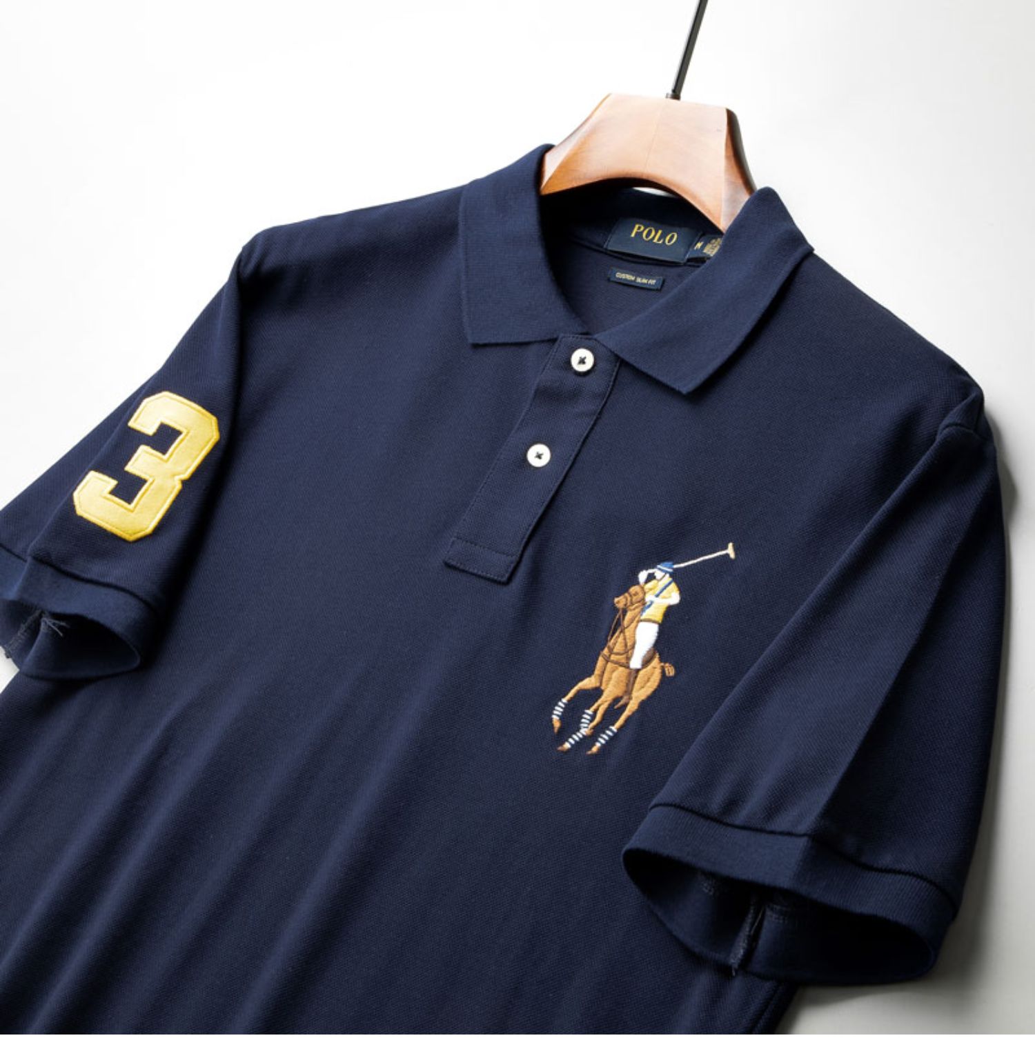 保罗polo男装网红短袖t恤男翻领帅气修身商务中青年纯棉t恤上衣男大标