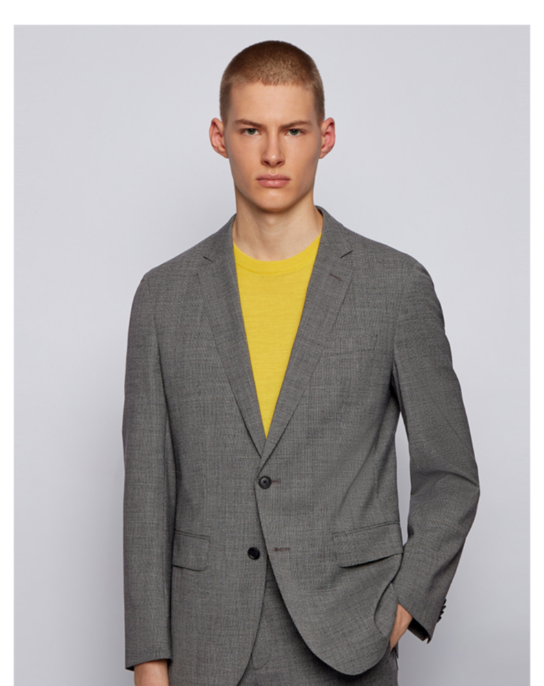 hugo boss雨果博斯男士2021春夏新款饰有微型图案修身弹性西装 001