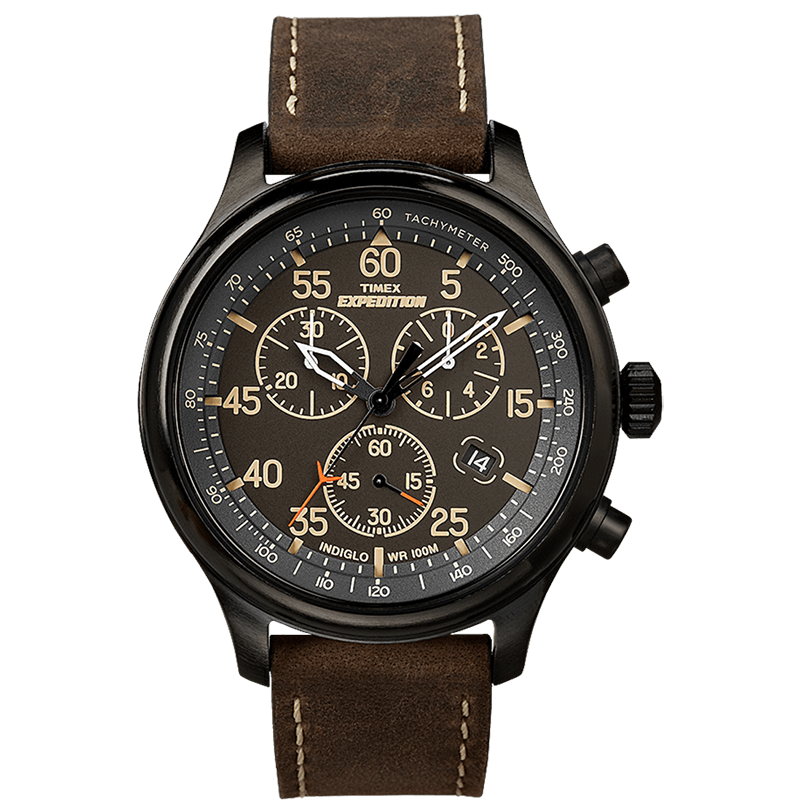 timex天美时男士手表expedition系列商务休闲皮革表带石英腕表表径