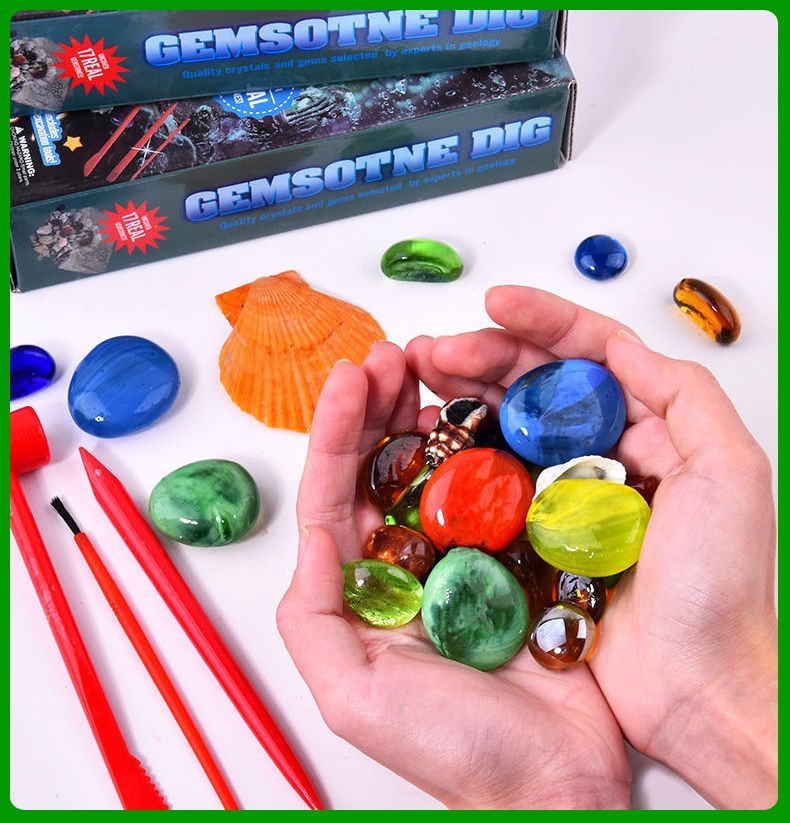 考古挖宝石玩具矿石七彩水晶石考古盲盒幼儿园儿童小女孩子的玩具小号