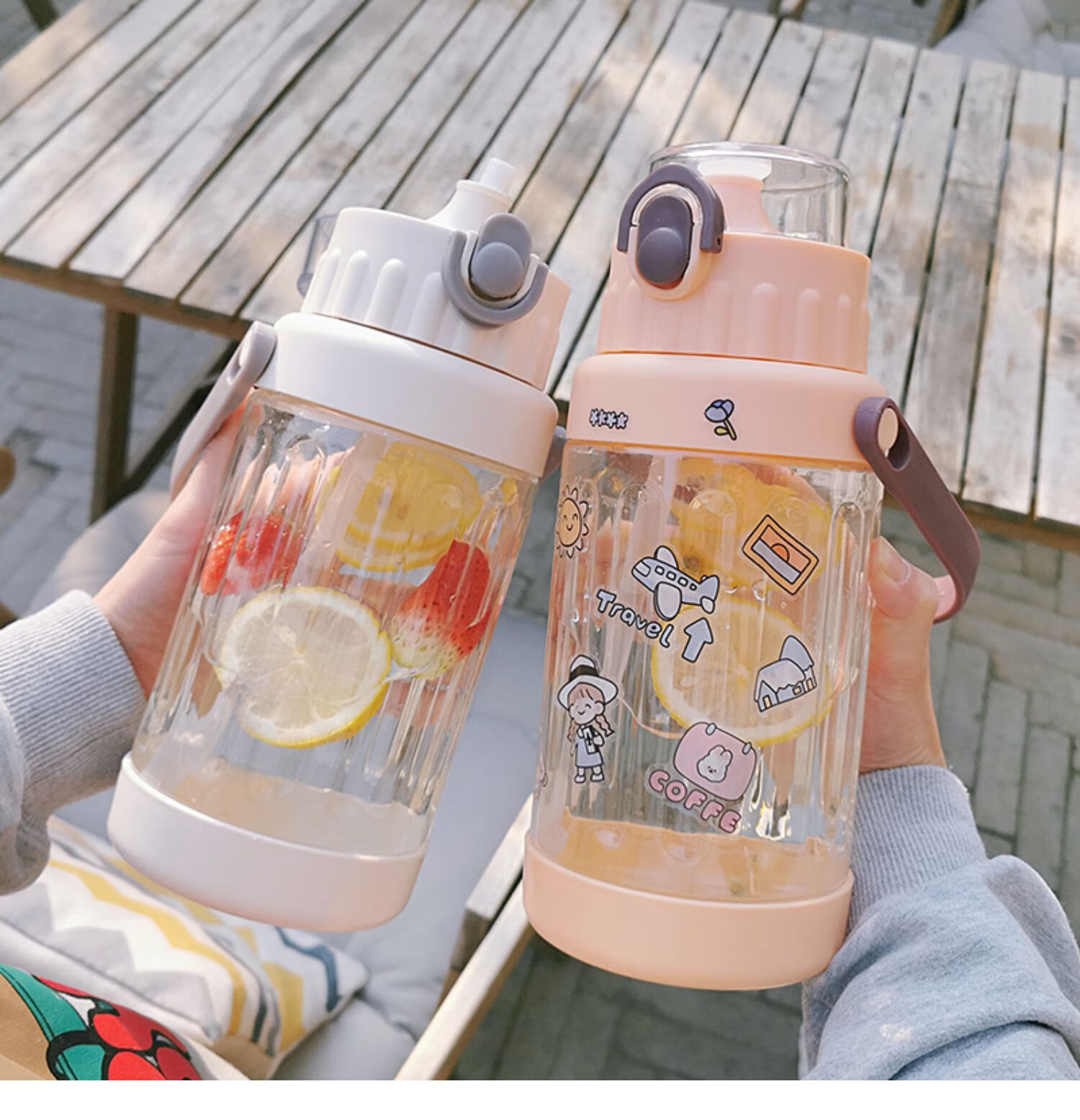 带吸管大号超大容量2000ml塑料杯子网红耐高温水壶太空瓶礼品礼物送人