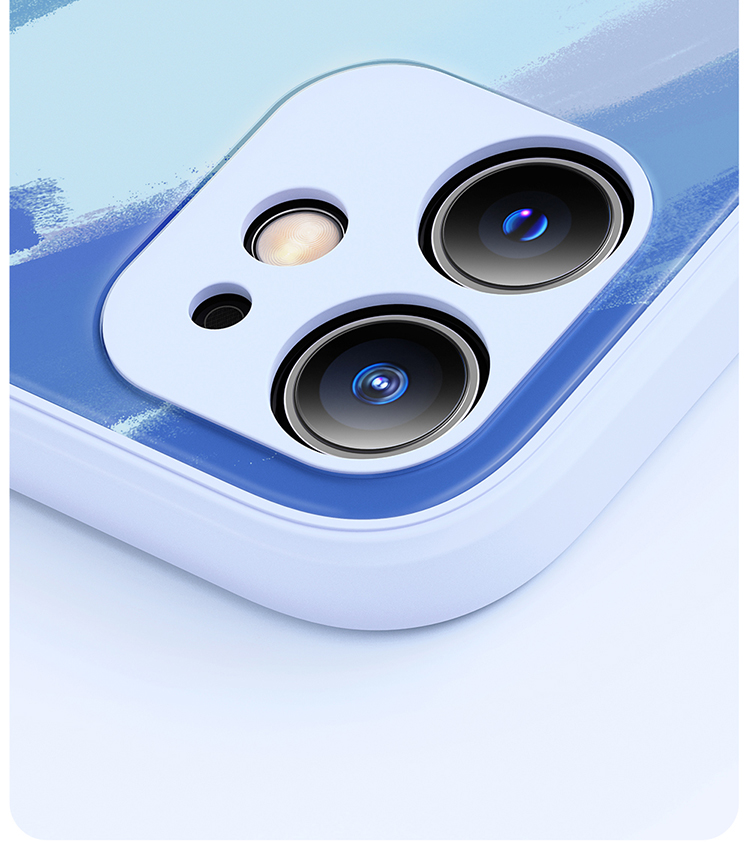 手机壳水彩玻璃iphone12promax液态硅胶12mini苹果11壳xs冬雪色水彩