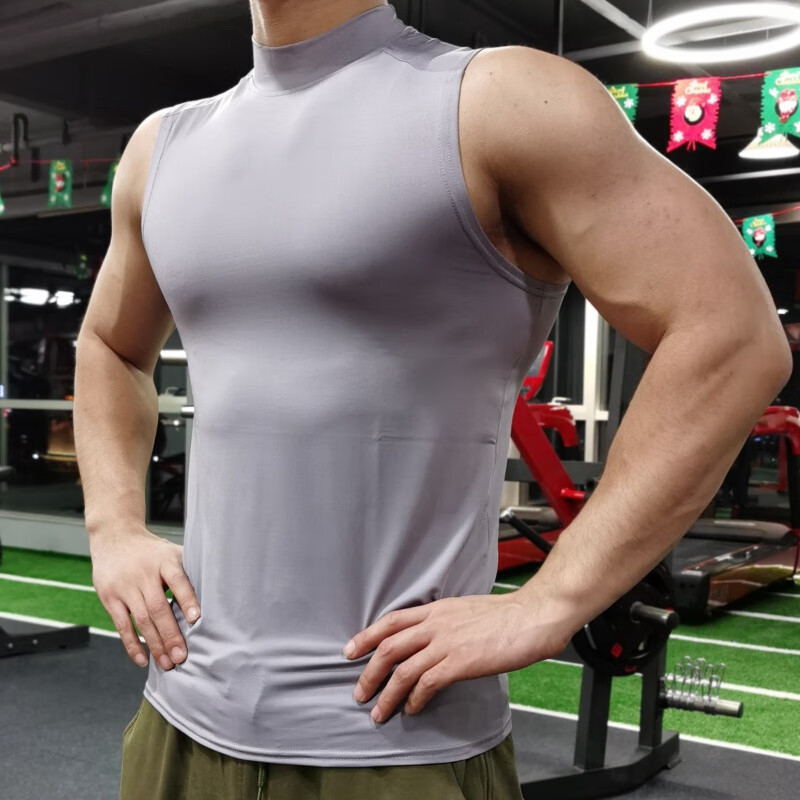 财俊橦新品紧身背心男高弹力肌肉男无袖紧身速干弹力运动坎肩健身t恤