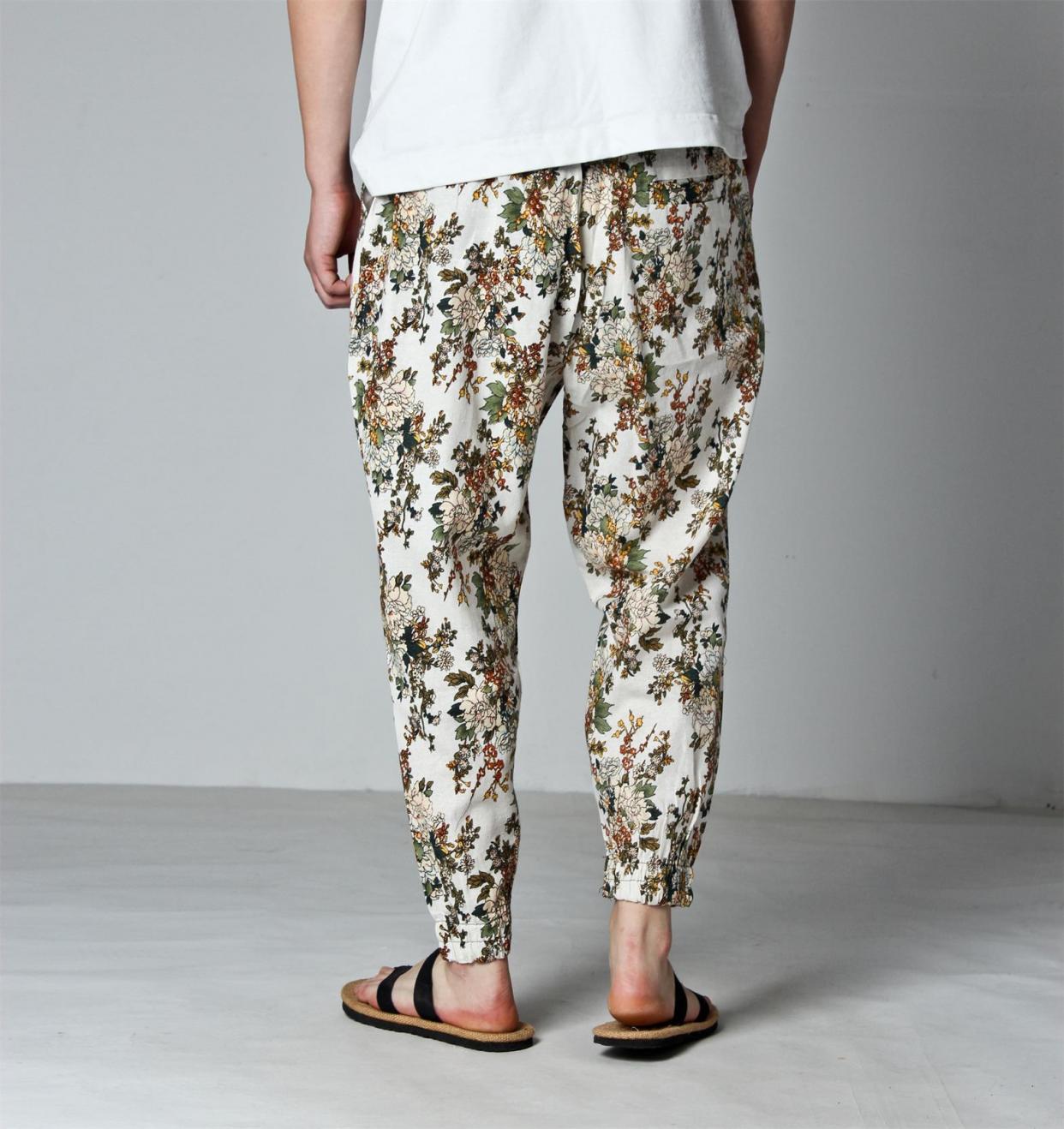 花花公子休闲裤男21年裤子男花纹潮款印花夏季防蚊裤大人泰国服装民族