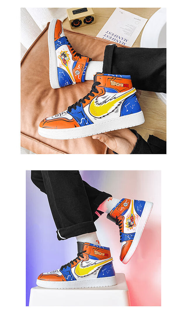 七龙珠动漫联名aj鞋子男芝麻街学生男出街轻便高帮板鞋运动休闲鞋