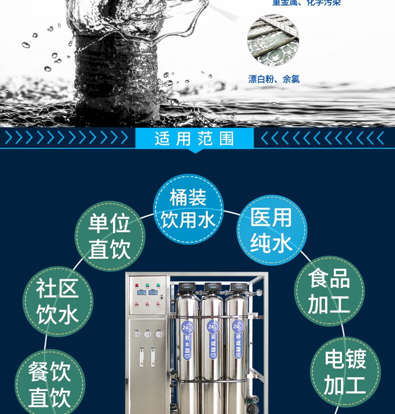 商用水處理設備淨水機器去水垢ro反滲透直飲純淨水過濾器銀雀工業大型