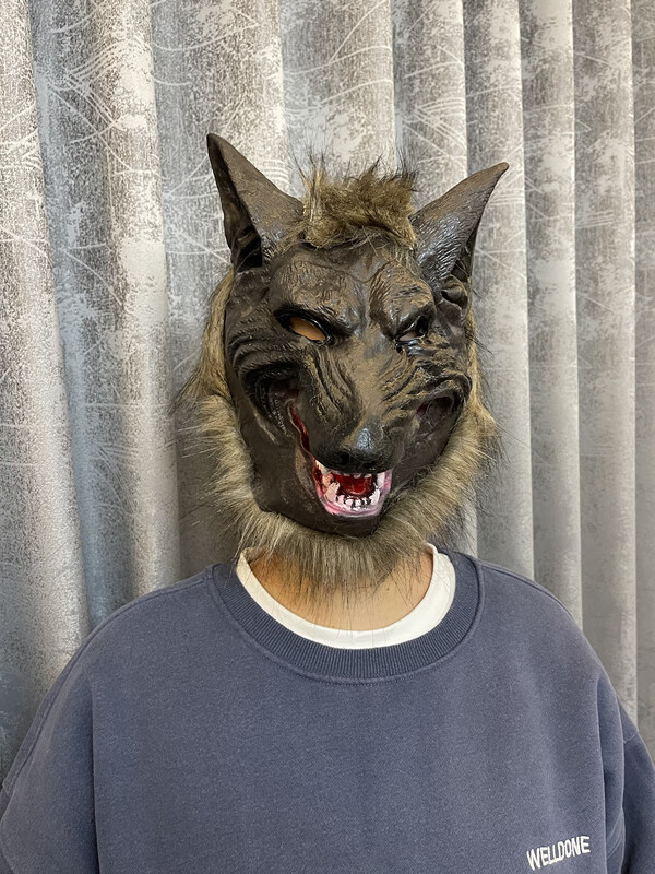 沙雕绿鱼人头套怪怪鱼面具抖音搞怪搞笑动物鱼头套可爱表演道具 红