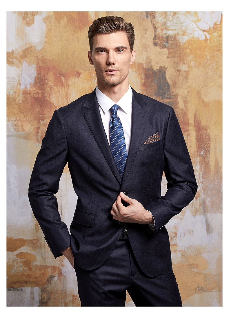 vasto华斯度西服套装上衣男士外套伴郎新郎服商务职业正装西装 深蓝色