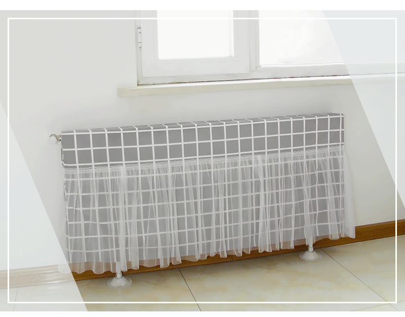 暖气片罩布艺老式暖气片遮挡装饰家用全包定做暖气罩防尘套罩 灰格加
