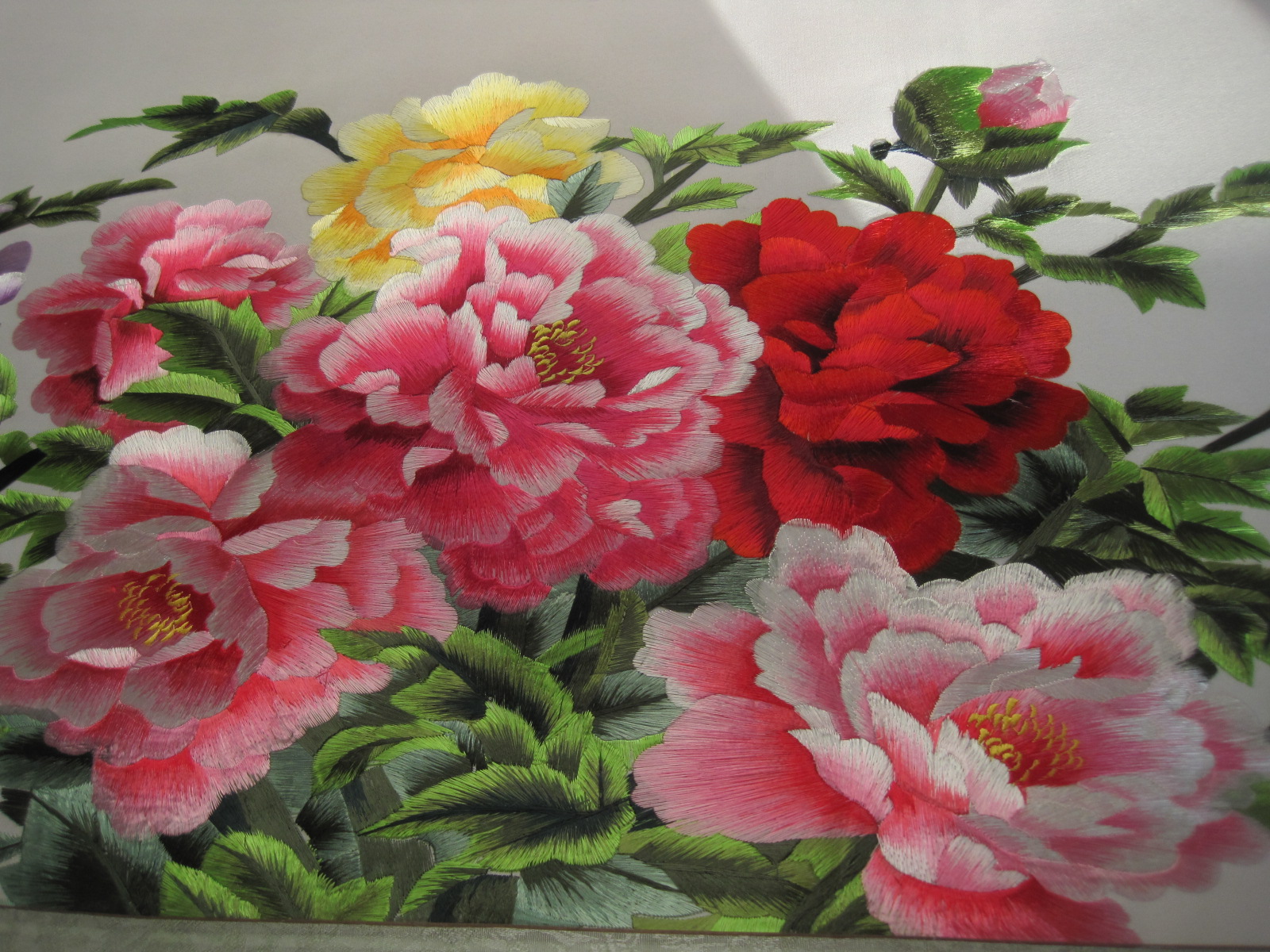 苏绣带框成品客厅真丝刺绣手工花开富贵绣卧室画 带框花开富贵145x65