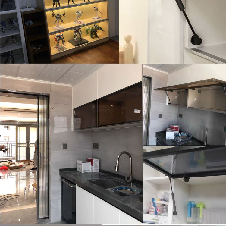 20铝框玻璃柜门液压杆支撑杆上翻门橱柜窄框气动杆极简吊柜气撑杆酒