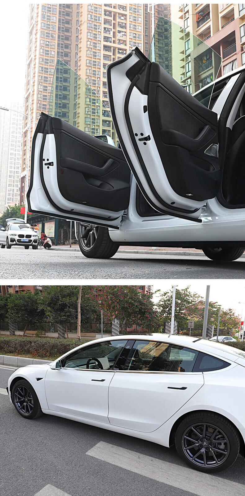 适用于特斯拉model3隔音密封条防水减震全车胶条车门机盖改装配件