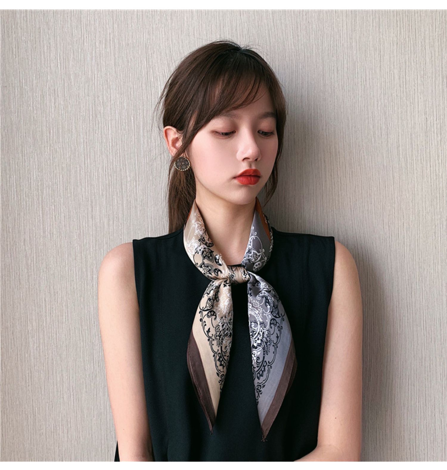 yunsijun 原创复古小丝巾女百搭春秋款大方巾洋气时尚头巾搭肩薄款