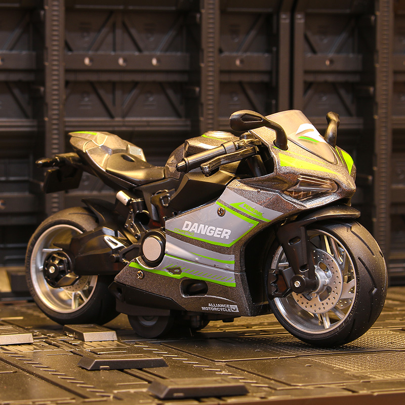 商城摩托车玩具仿真回力合金车逼真模型赛车灯光声效儿童男孩3岁礼物
