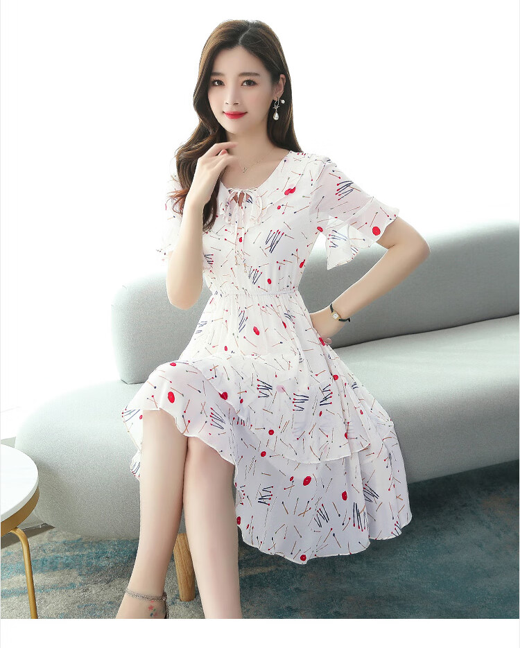 小个子雪纺连衣裙夏天矮个子碎花女新款短款收腰宽松短袖甜美裙子韩版
