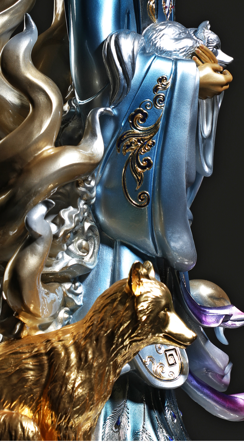 圣丰佛像纯铜九尾狐男狐狐仙铜像供奉招财姻缘桃花运灵仙客厅摆件 19