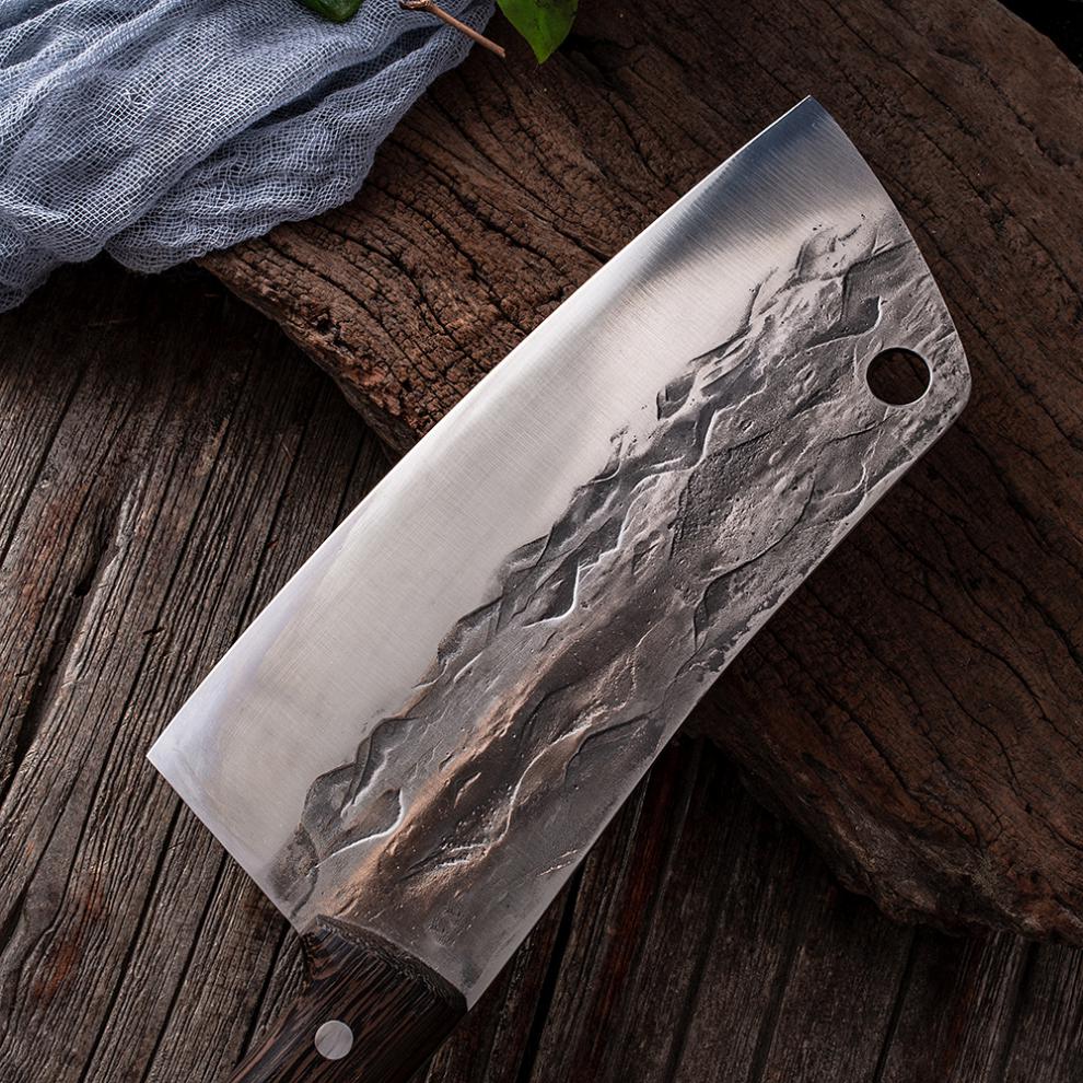 锻打菜刀龙泉锤纹老中式家用厨房阳江刀具不锈钢切片切肉女士厨刀mcd