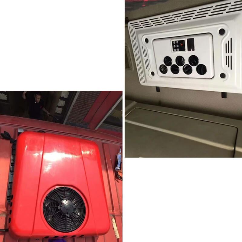 众城新能源货车驻车空调一体机24v重卡货车载空调12v房车电动压缩机顶