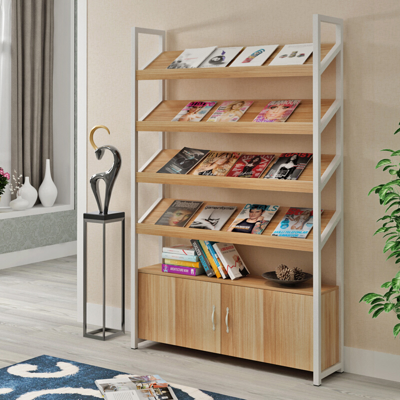 阅览室展示架杂志架木质期刊架报刊文件柜柜落地斜面展示书架 黑架