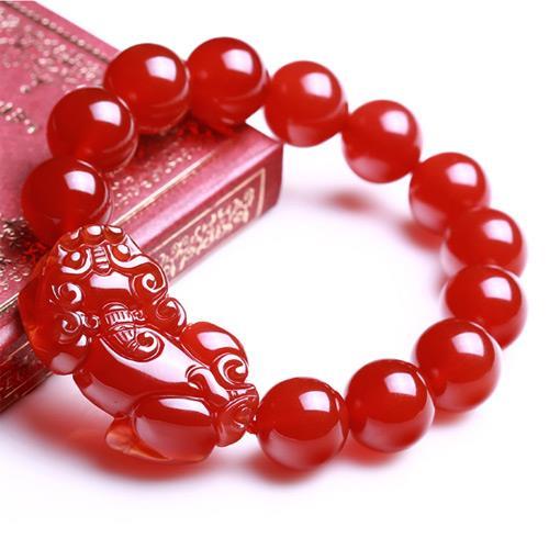 天然红玛瑙貔貅手链女转运珠佛珠手串男化太岁本命年招财 男款通用款
