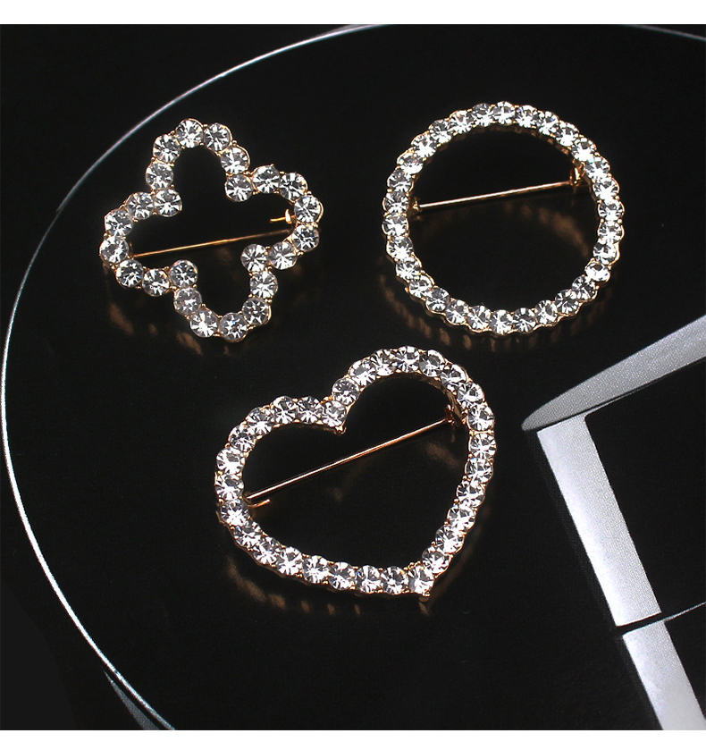 浪莎新品防走光扣 韩国高档圆形水钻胸针女外套别针防走光胸花领口