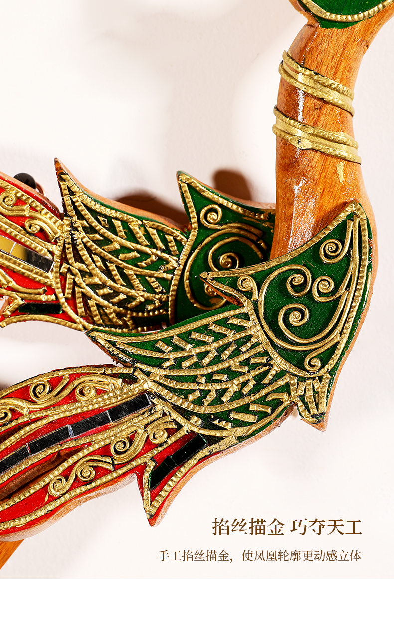 泰域凤舞九天实木壁饰东南亚风格客厅沙发背景墙上装饰品泰国手工木雕