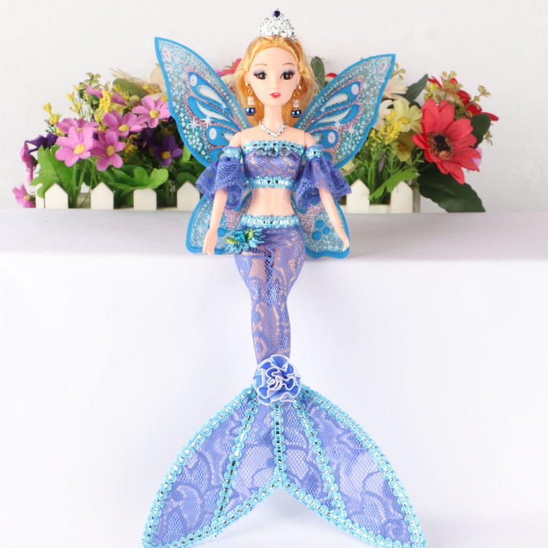 定制蝴蝶翅膀仙子美人鱼公主手工创意女孩礼品玩偶 绿色 40厘米带翅膀