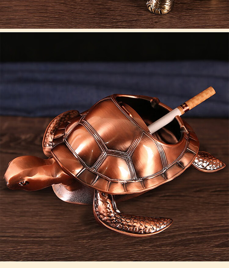 贾思德 铜烟灰缸铜制烟灰缸办公室烟灰缸虎年烟灰缸老复古怀旧铜制