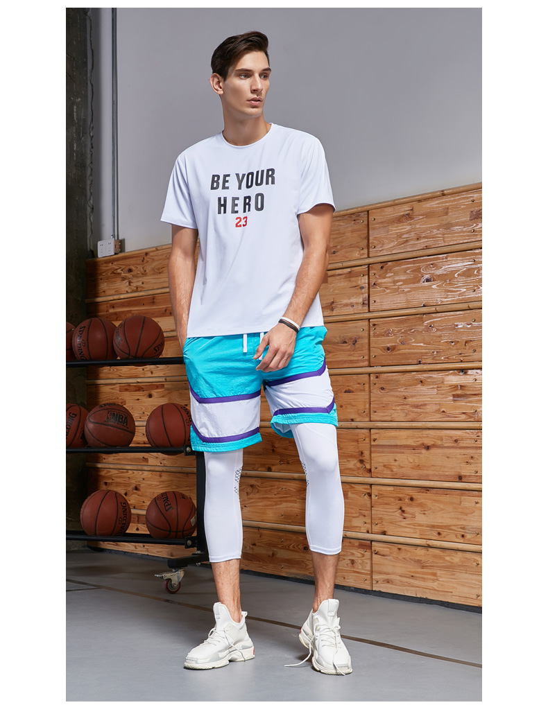 精英篮球短裤男热身训练裤跑步健身运动裤休闲沙滩裤五分裤 清风黑