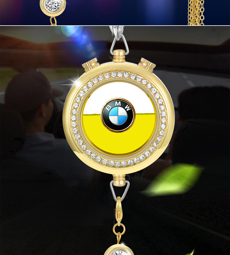 车标香水挂件合金镶钻汽车内饰装饰挂饰香薰挂件镶钻车标金色奥迪