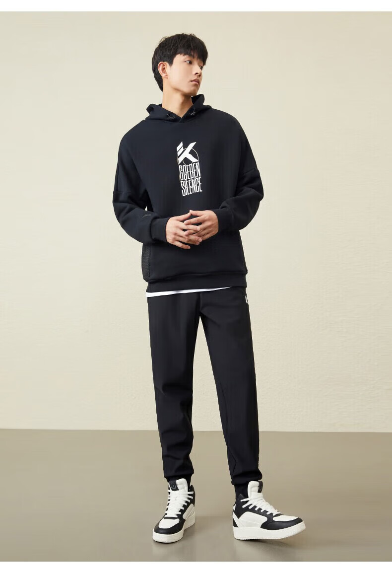 安踏(anta) 卫衣男士2022年秋冬kt汤普森系列层波叠浪连帽保暖套头衫