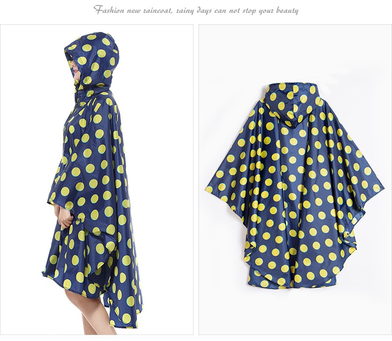 freesmily圆点斗篷雨衣学生女男长款户外走路骑行漂流大码玩水服防