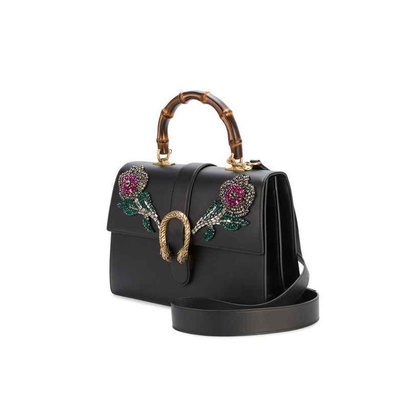 古驰gucci 手提包女士奢侈品dionysus大号镶嵌单肩包 酒神 黑色 均码