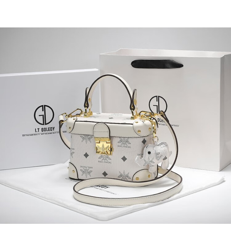 跃凡通用香港itgdledy真皮水桶包质感小众盒子包包2022新款女斜挎包包