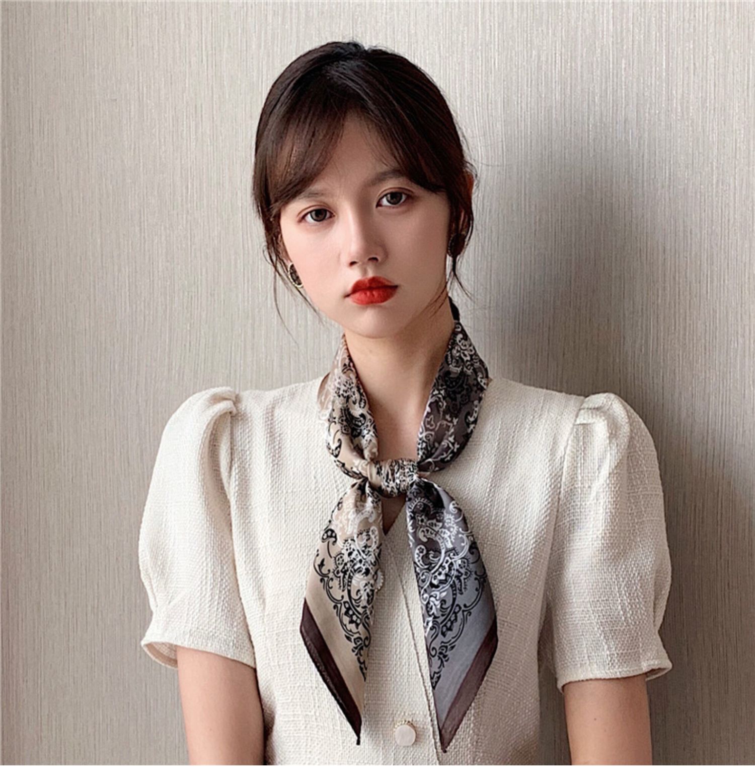 yunsijun 原创复古小丝巾女百搭春秋款大方巾洋气时尚头巾搭肩薄款