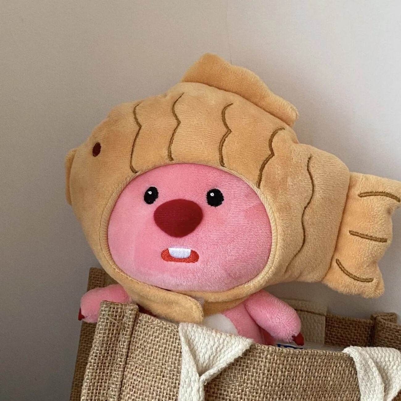 萨默斯loopy玩偶 韩国粉红小海狸loopy玩偶露比鲷鱼烧头套公仔可爱