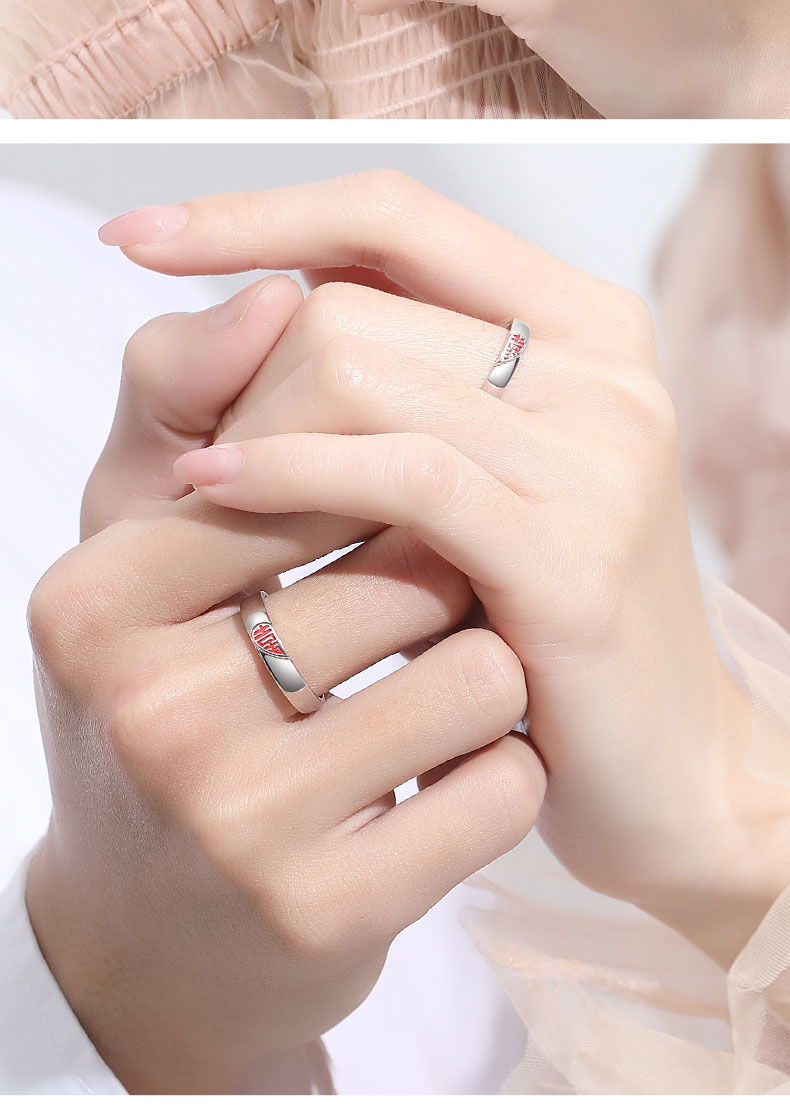 卡诗诺喜结良缘情侣戒银戒指999足银双喜男女单只生日礼物纪念日情人