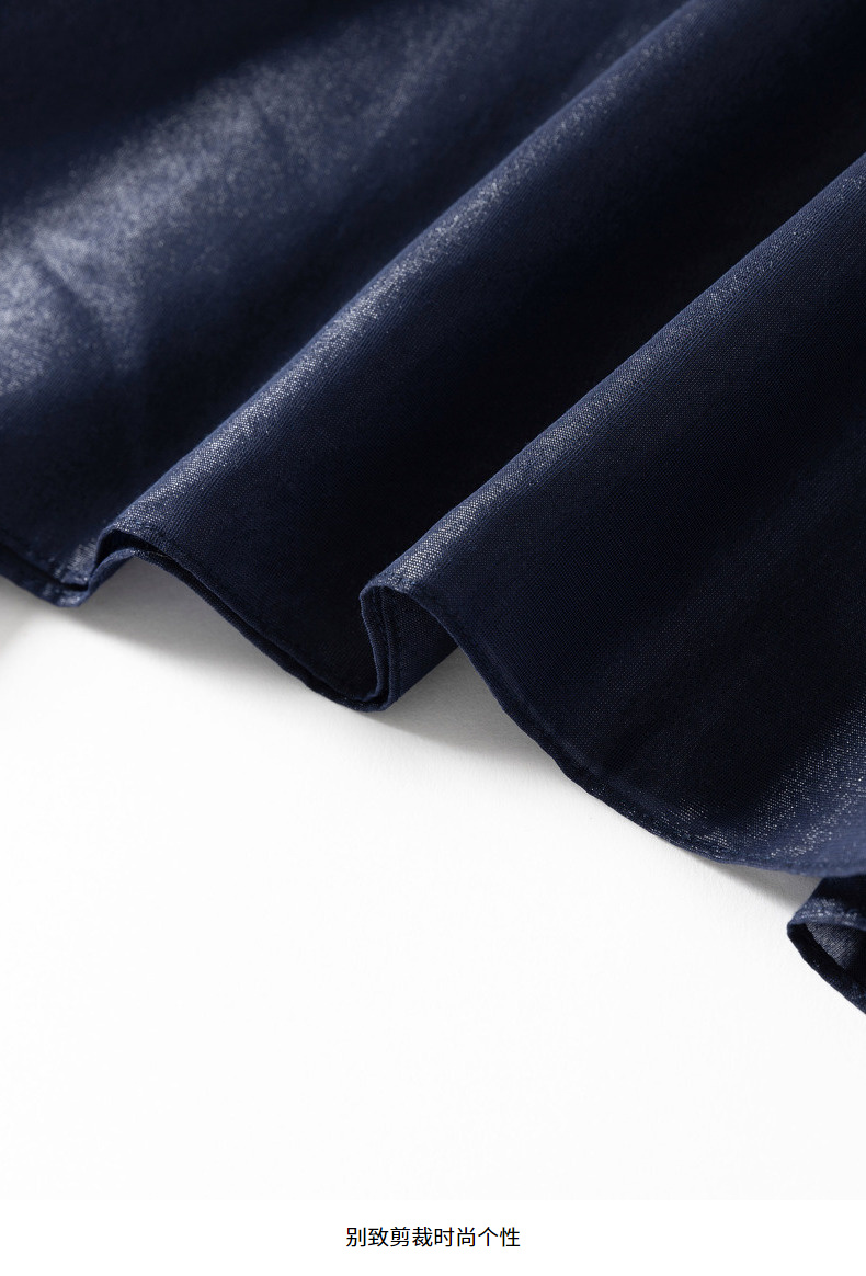 juzui/玖姿店夏季新款西服领金属纽扣装饰肩袢x型连衣裙 丈青 l