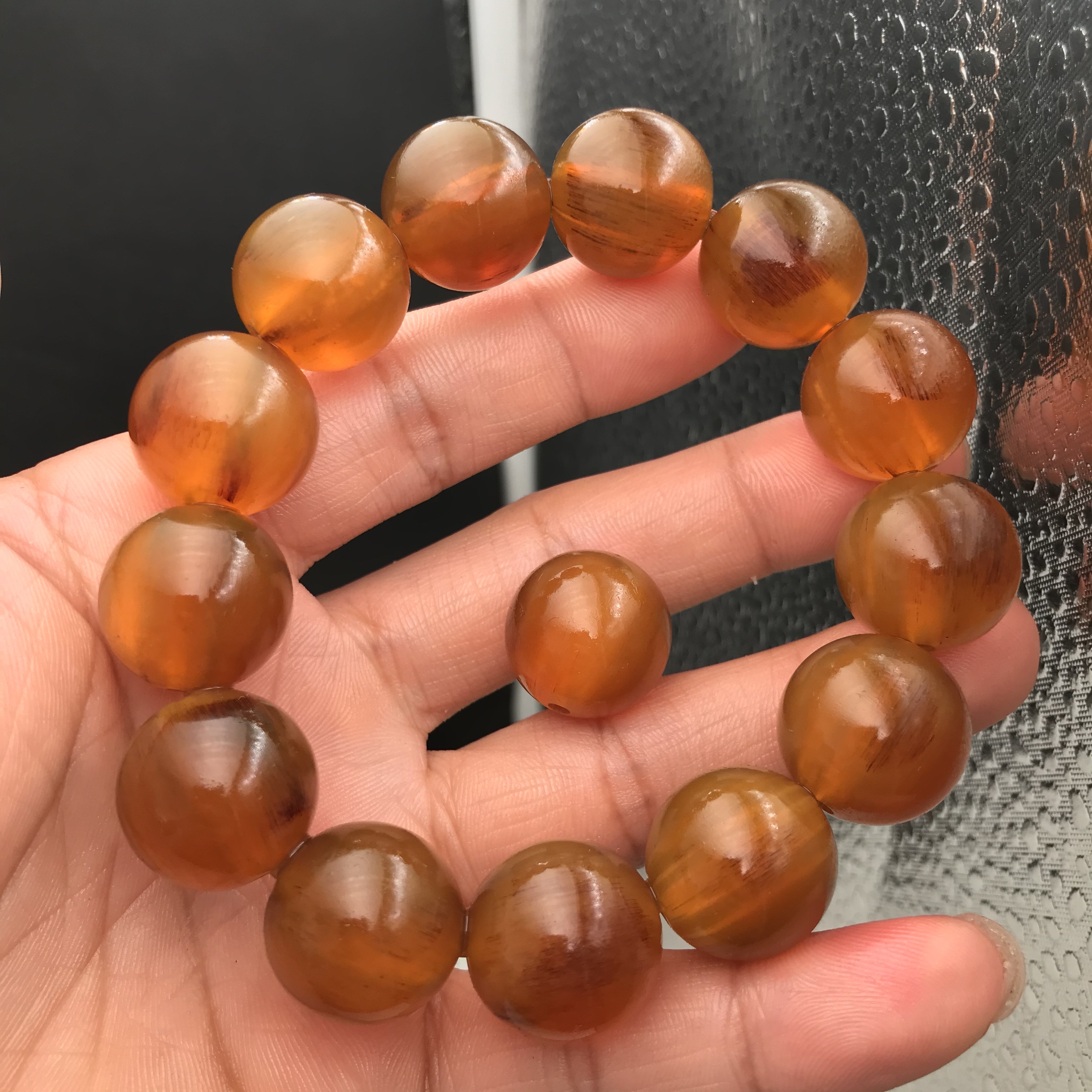 文玩收藏真品旋羚血丝羊角手串佛珠手链民族风男女情侣 羚羊角手串sn