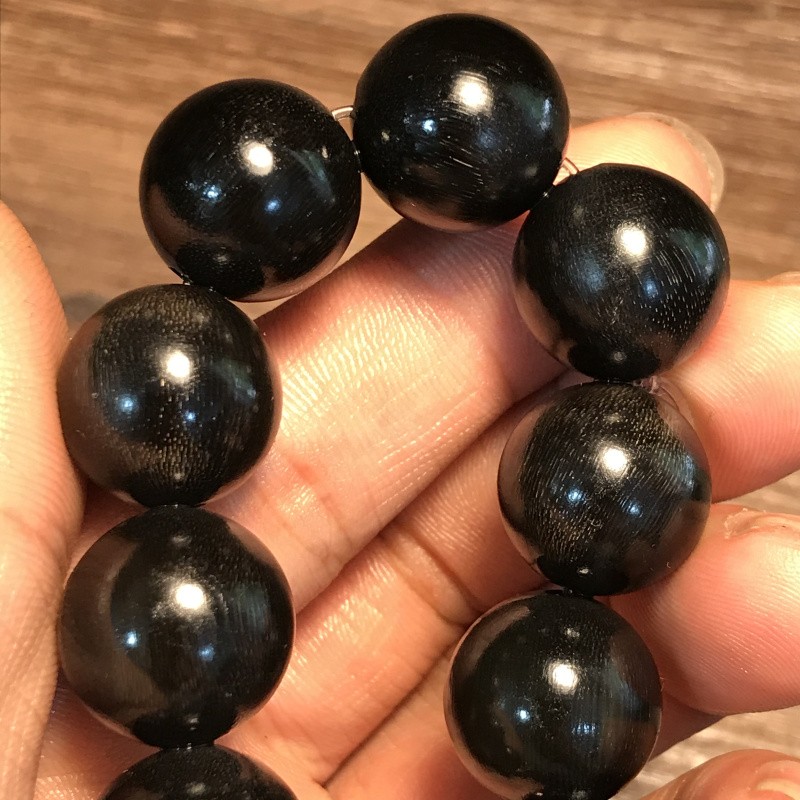 森洲文玩收藏黑金驴蹄子手串吊坠xj满鱼子纹摸金符挂件1614颗