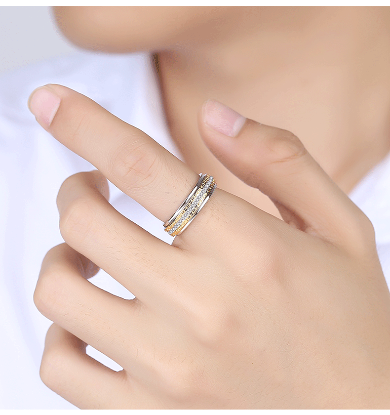 99足银戒指男女款 纯银 时尚简约指环可转动单身转运戒子个性潮男 26